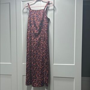 Old Navy Floral Midi Dress in Black and Orange